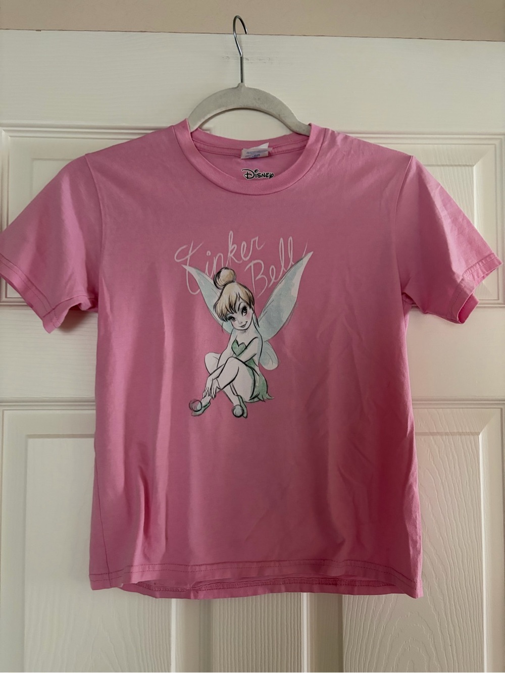 Disney Kids' Tinker Bell Pink Graphic Tee Size Small Light Pink
